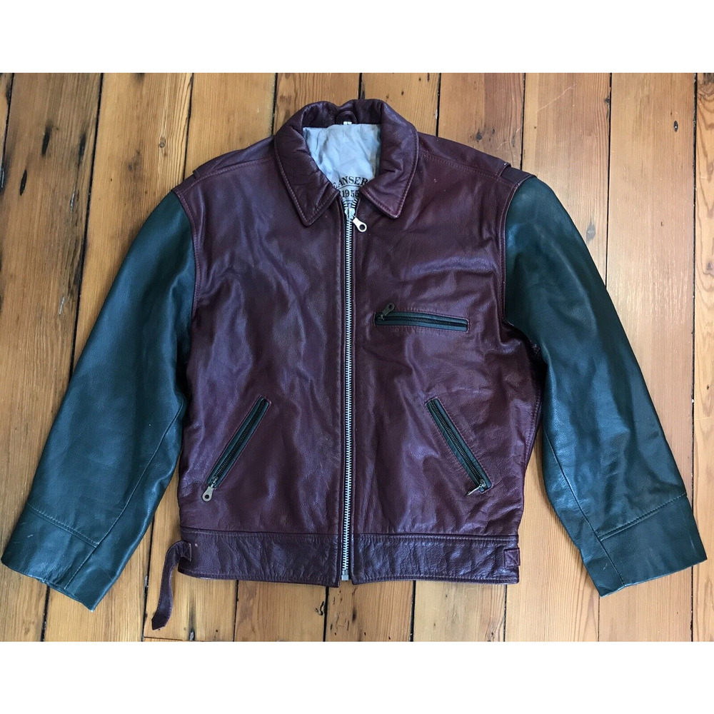 Vtg 90s Jeanseria Del Corso American Basics Maroon Italian Leather Jacket L 50"